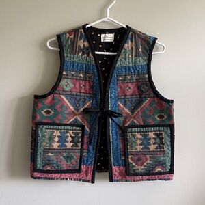 Vintage-Inspired Patterned Vest - Multicolor